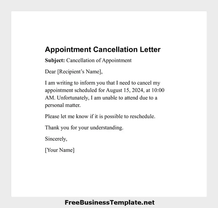 Appointment Cancellation Letter