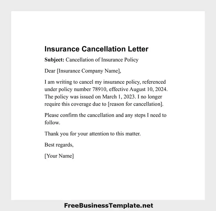 Insurance Cancellation Letter