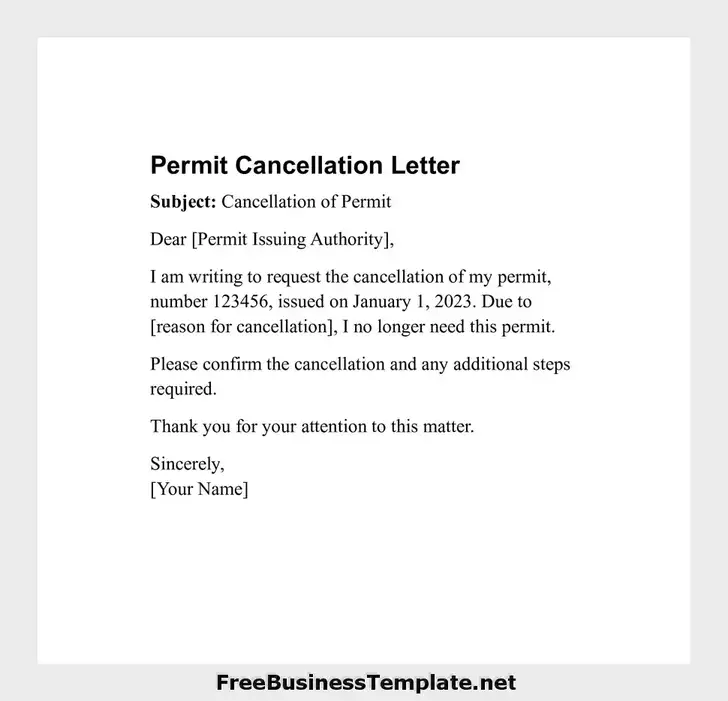 Permit Cancellation Letter