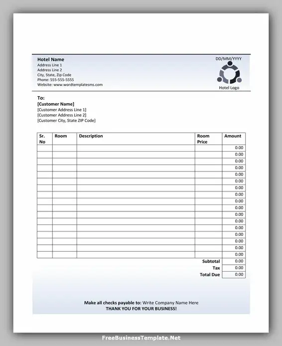 Free Hotel Receipt Template 04