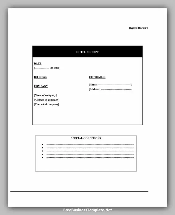 Free Hotel Receipt Template 10