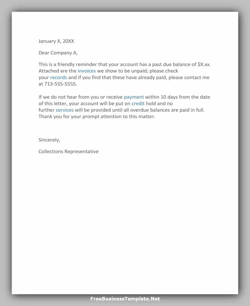 Collection letter Examples for Business 03