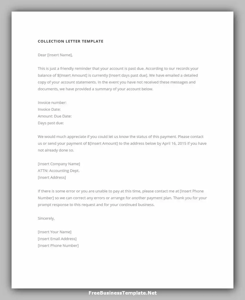 Collection letter Examples for Business 04