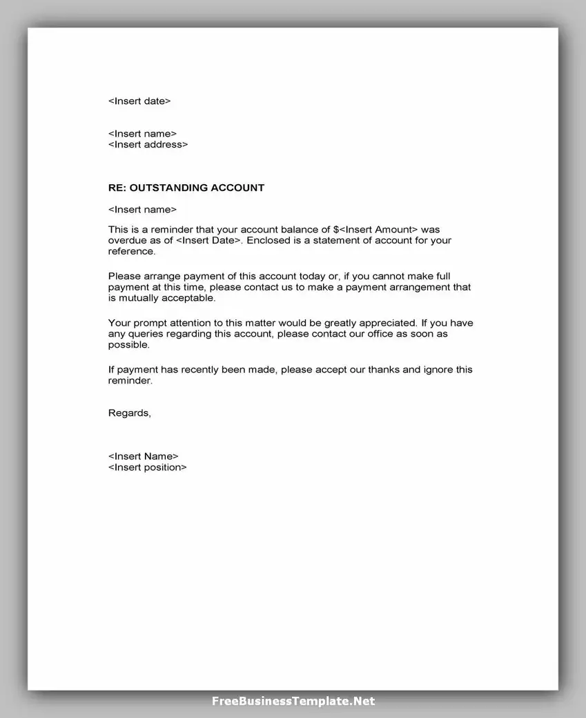 Collection letter Examples for Business 06