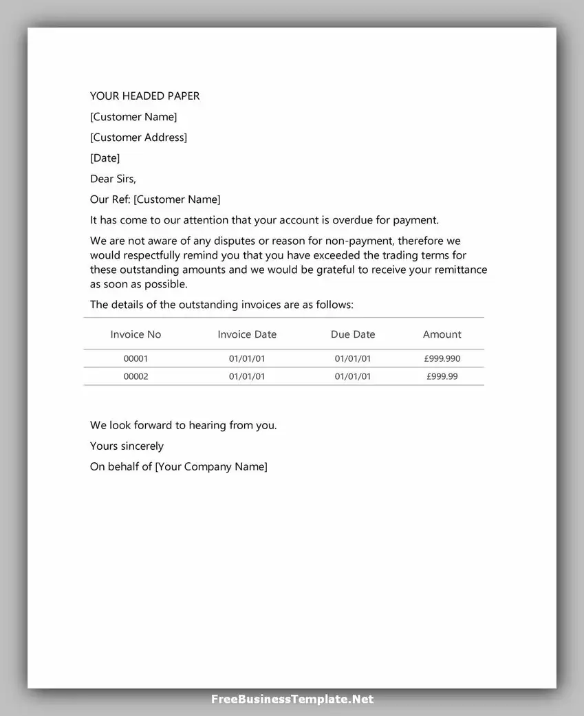 Collection letter Examples for Business 10