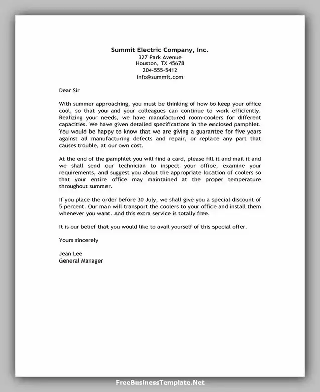 Sales Letter Example for Business 08