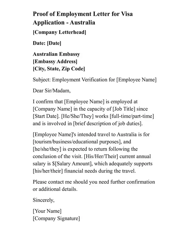 proof of employment letter for rental