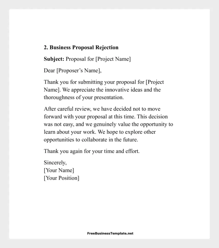 Business Proposal Rejection