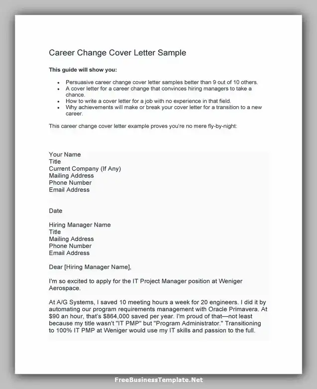 Career Change Cover Samples 10