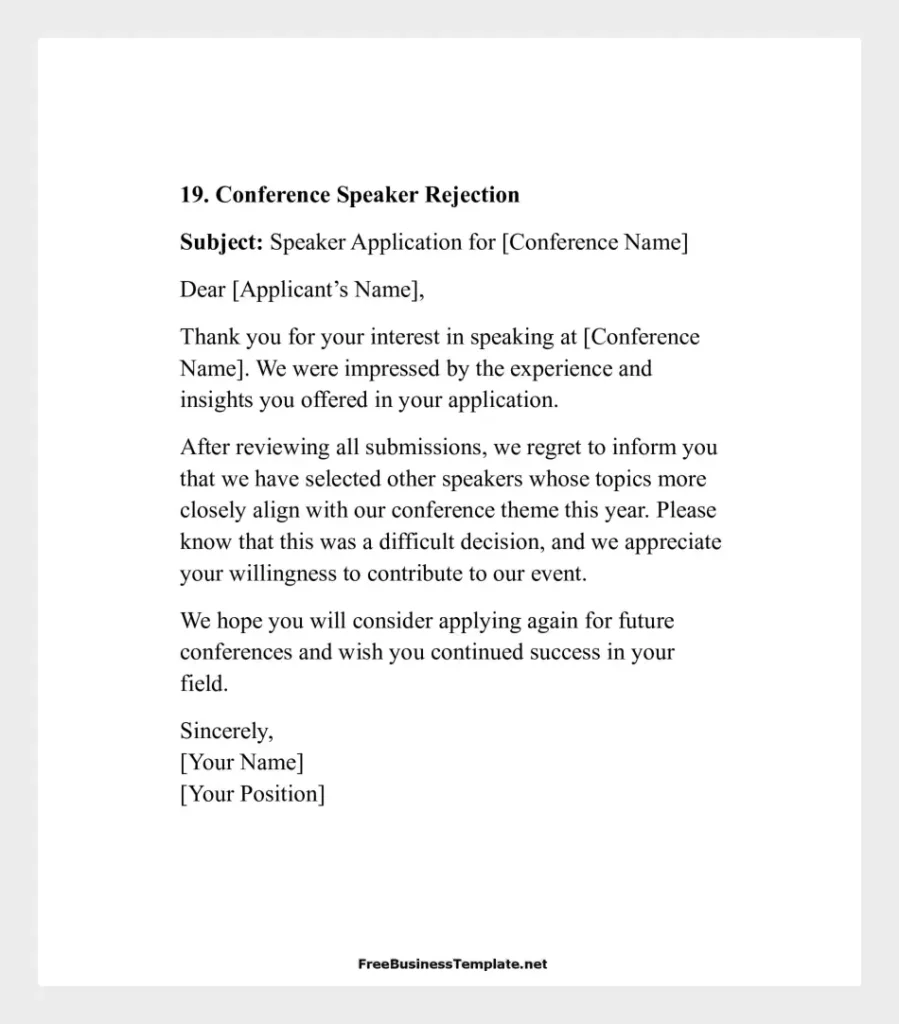 Conference Speaker Rejection