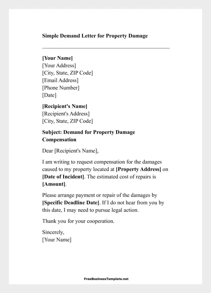 Demand Letter for Property Damage