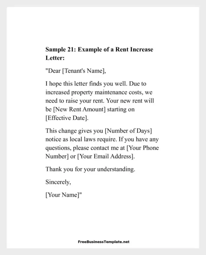 Friendly Rent Increase Letter Sample 21