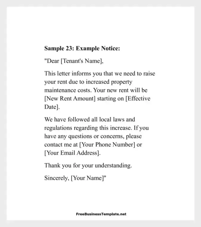 Friendly Rent Increase Letter Sample 23