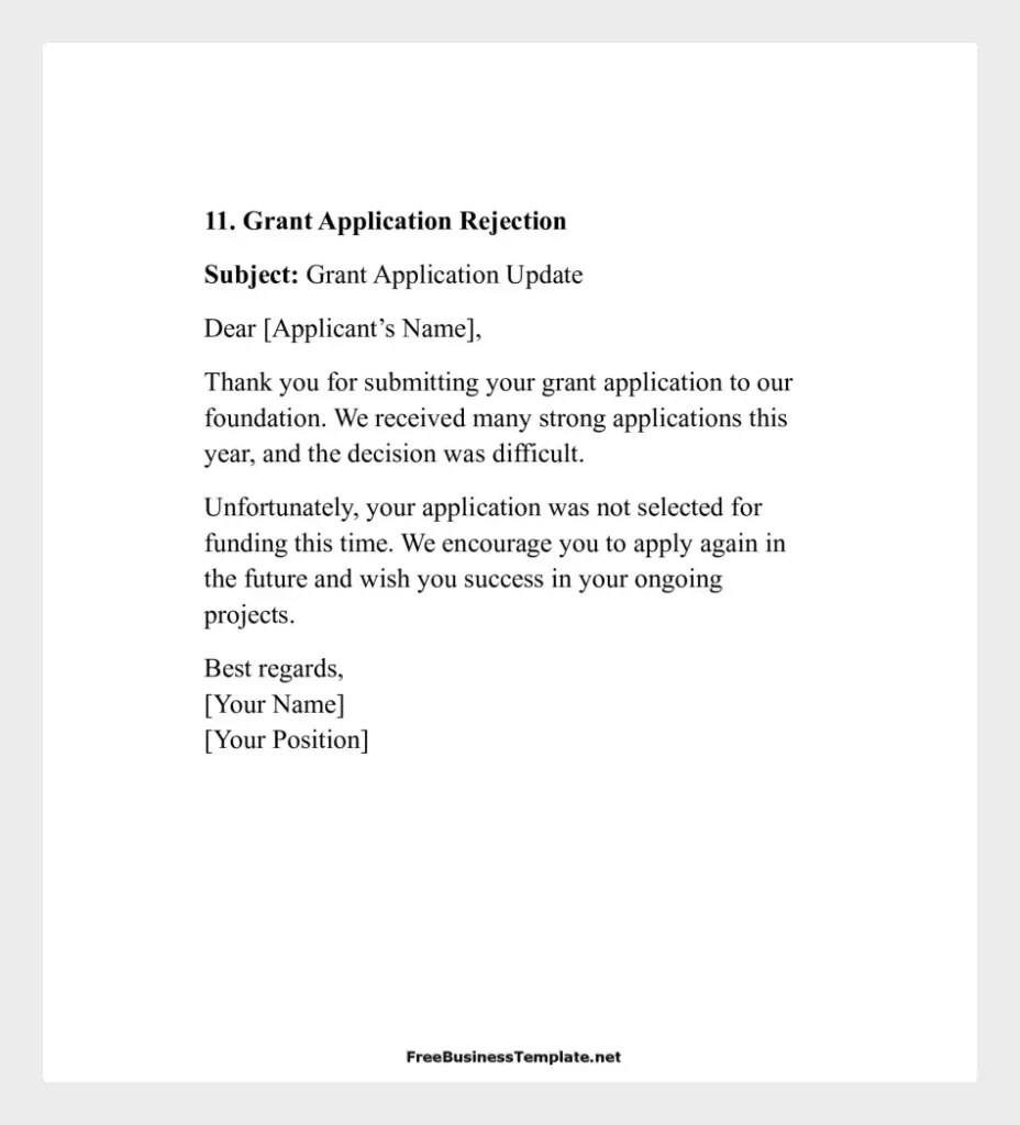 Grant Application Rejection