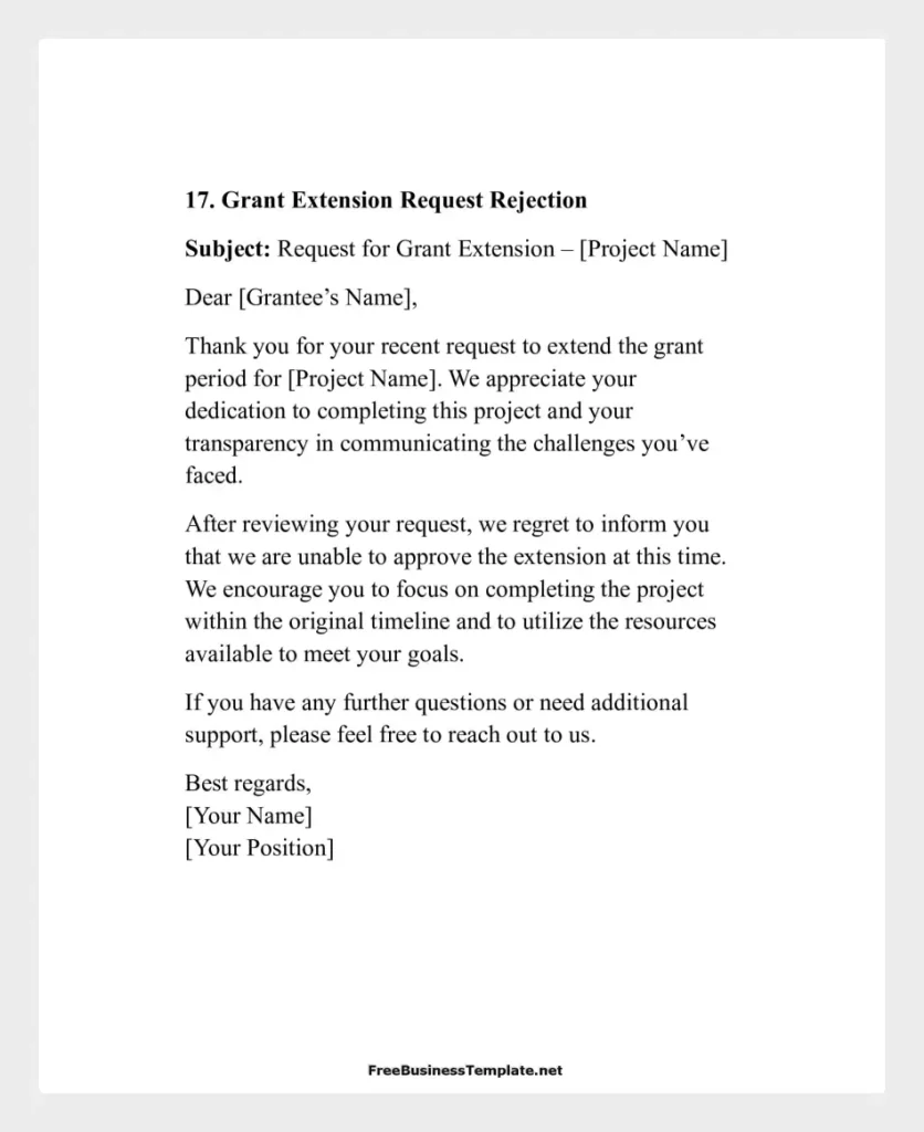 Grant Extension Request Rejection