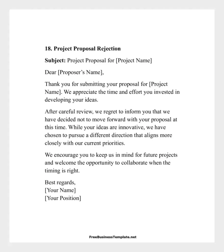 Project Proposal Rejection