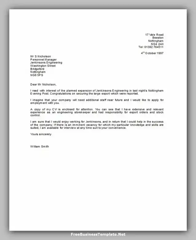 letter of Application Template Word 36