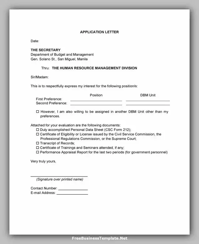 letter of Application Template Word 37