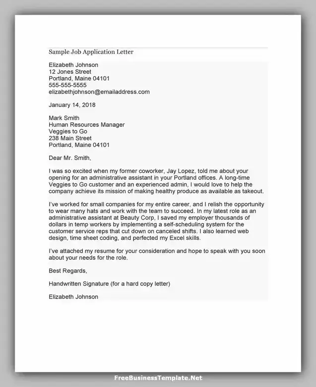 letter of Application Template Word 44