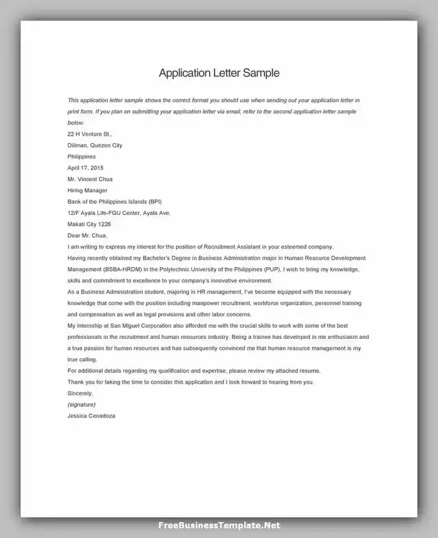 letter of Application Template Word 45