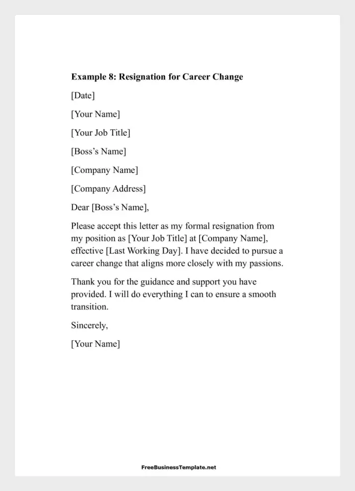 Examples of Two Weeks Notice Letters Resignation for Career Change