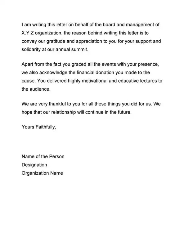 Recognition letter sample for employee 02