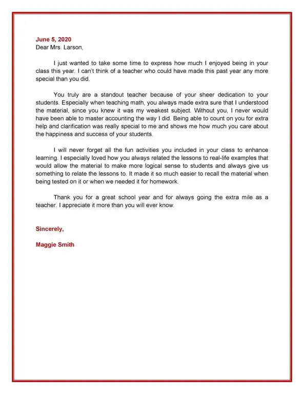 Recognition letter sample for employee 04