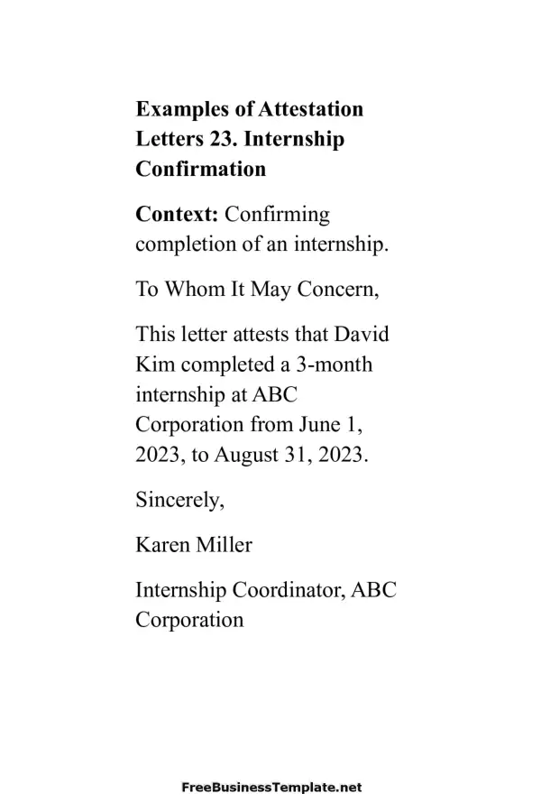 Examples of Attestation letters 24