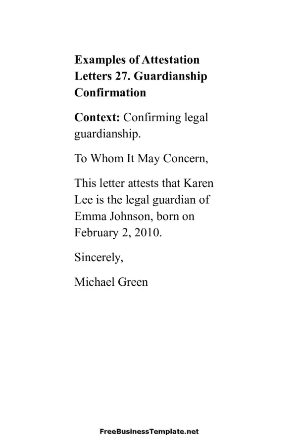 Examples of Attestation letters 28