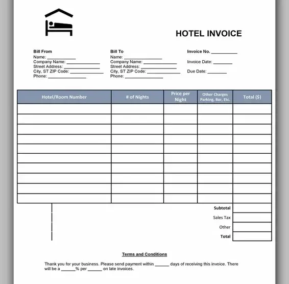 Free Hotel Receipt Template 12