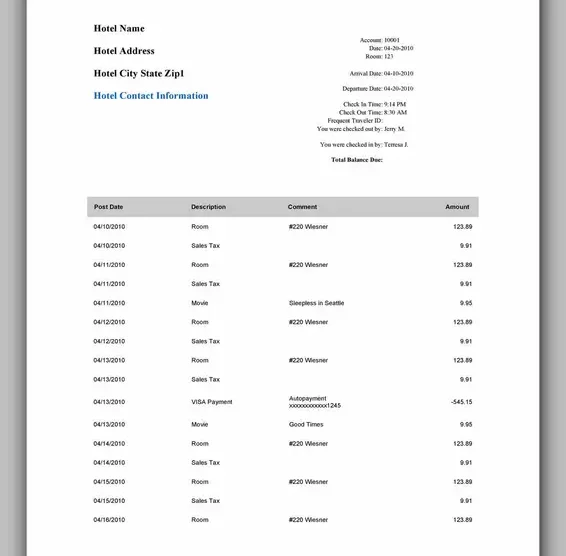 Free Hotel Receipt Template 15