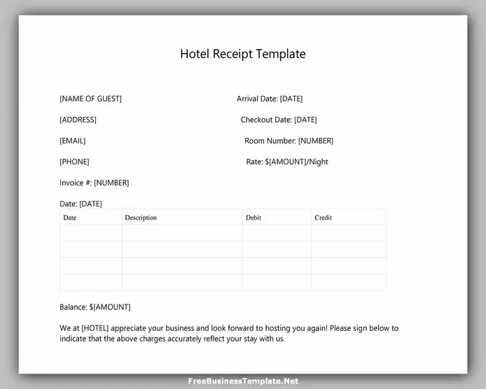 Free Hotel Receipt Template 16