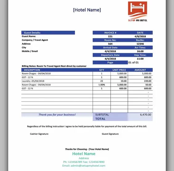 Free Hotel Receipt Template 17