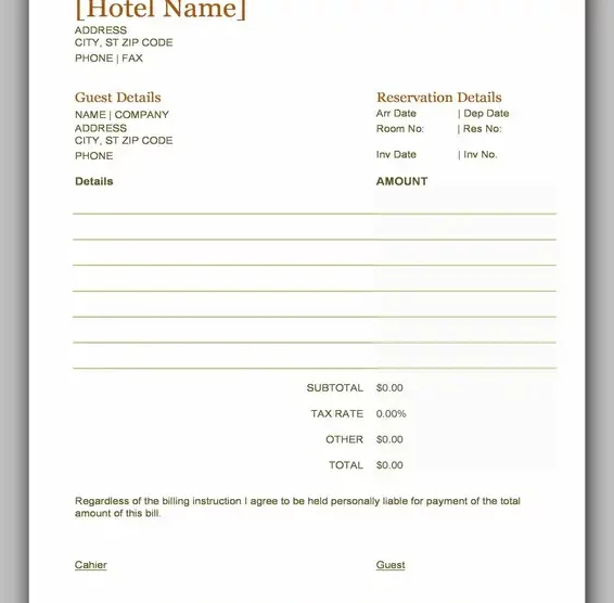 Free Hotel Receipt Template 19