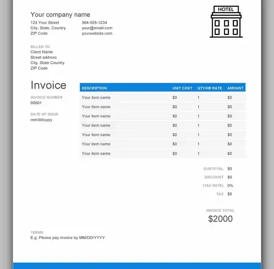 Free Hotel Receipt Template 22