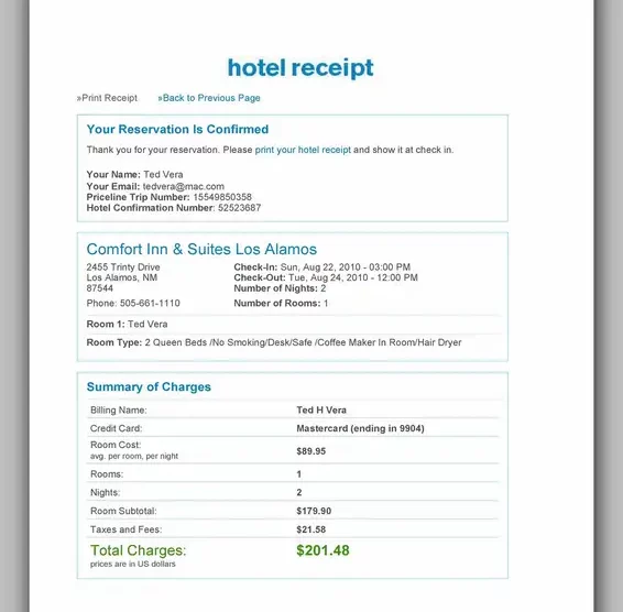 Free Hotel Receipt Template 27