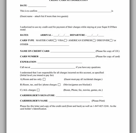 Free Credit Card Authorization Form Template Word 11