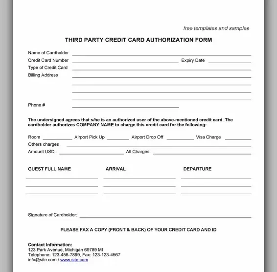 Free Credit Card Authorization Form Template Word 15