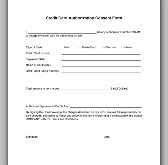 Free Credit Card Authorization Form Template Word 17