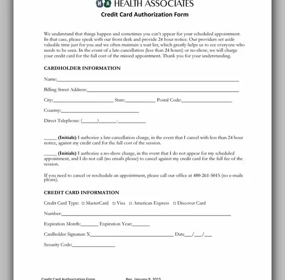 Free Credit Card Authorization Form Template Word 18