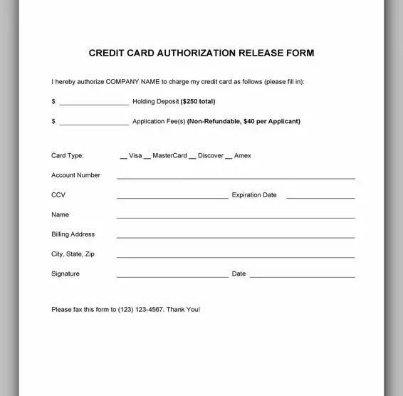 Free Credit Card Authorization Form Template Word 21