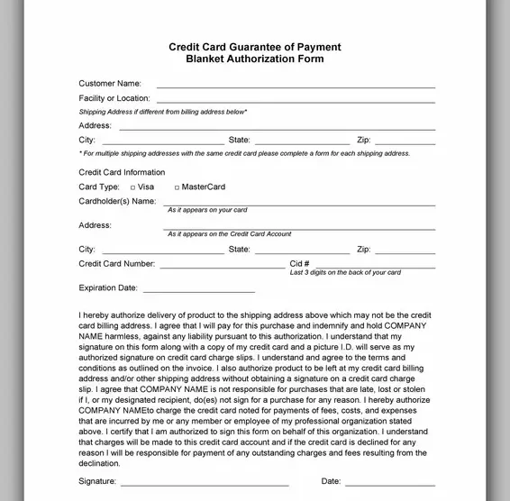 Free Credit Card Authorization Form Template Word 22