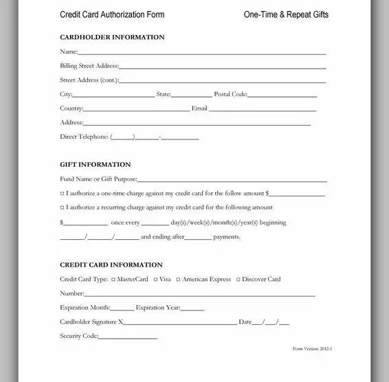 Free Credit Card Authorization Form Template Word 28