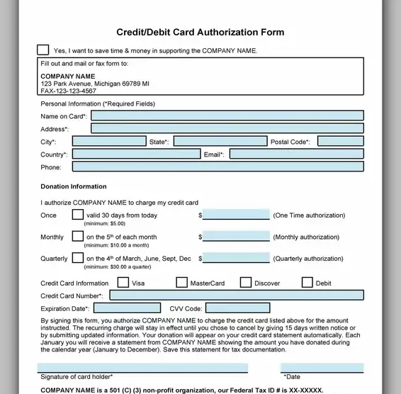 Free Credit Card Authorization Form Template Word 30