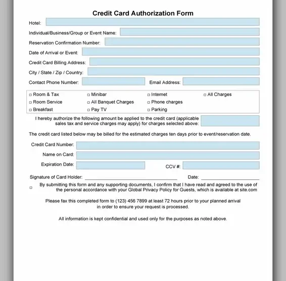 Free Credit Card Authorization Form Template Word 35