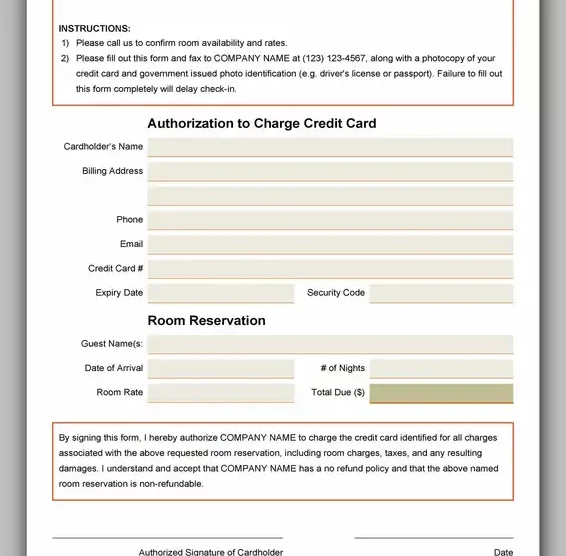 Free Credit Card Authorization Form Template Word 37