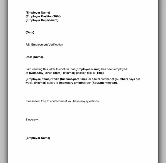 Proof of Employment Letter Example 27