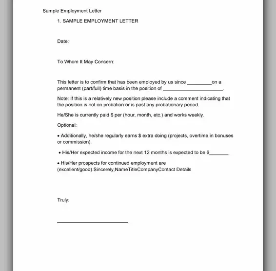 Proof of Employment Letter Example 32