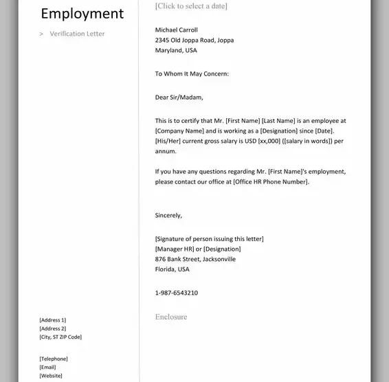 Proof of Employment Letter Samples 02