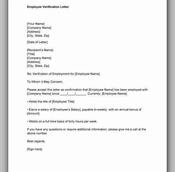 Proof of Employment Letter Samples 08